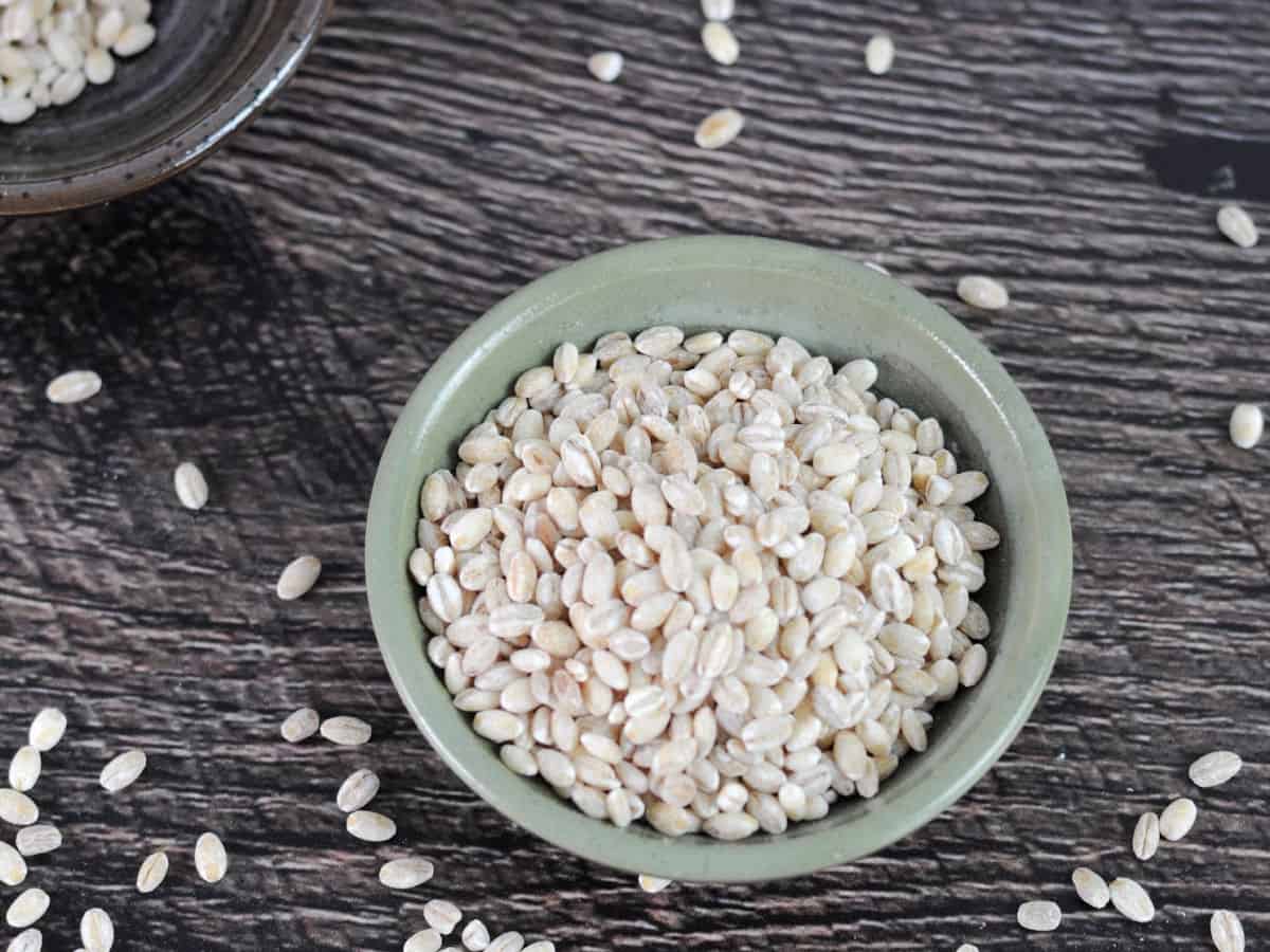 a small bowl of barley.