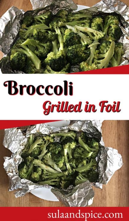 Pin for grilled broccoli in foil