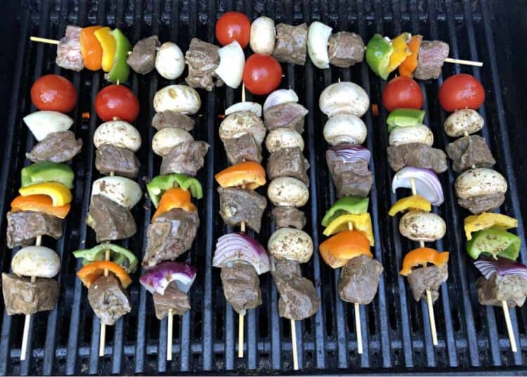 Beef Kabob skewers in the oven or grill cooking