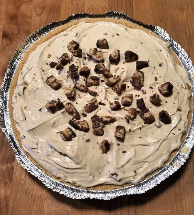 Entire snickers pie in the pan