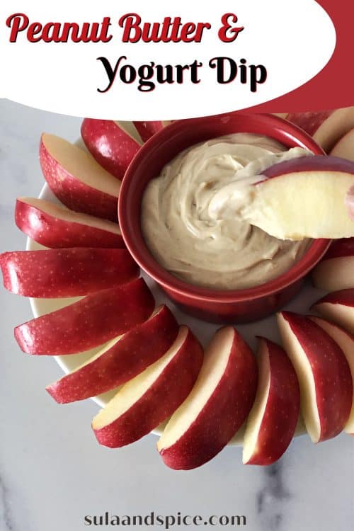 Greek yogurt with peanut butter dip Pin