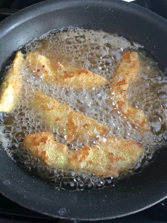 avocado fries in oil, almost done
