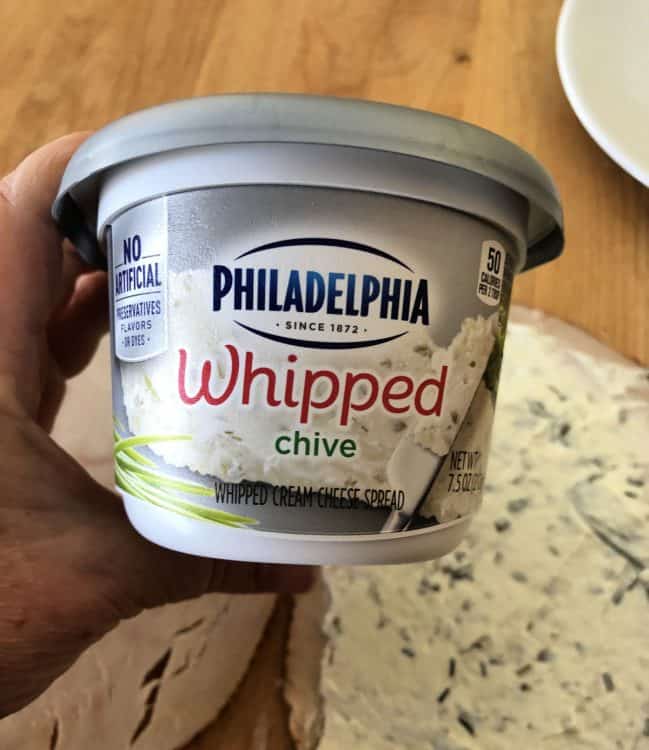 whipped cream cheese with chives container