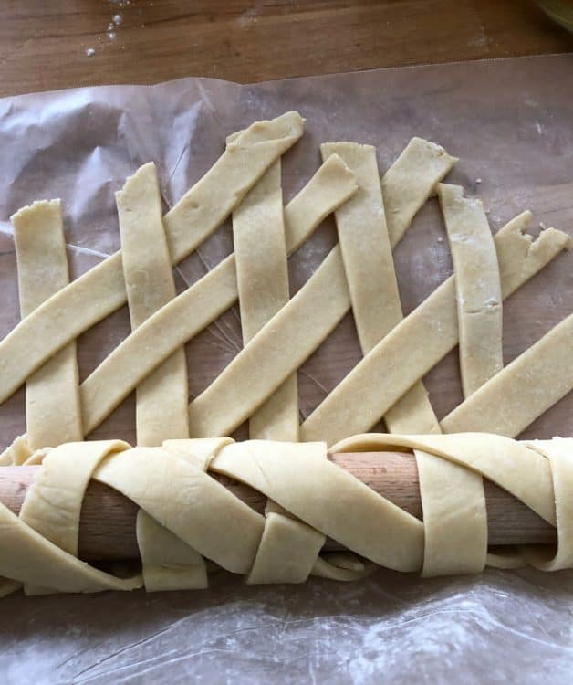woven lattice rolling up onto rolling pin