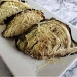 roasted cabbage wedges on a platter
