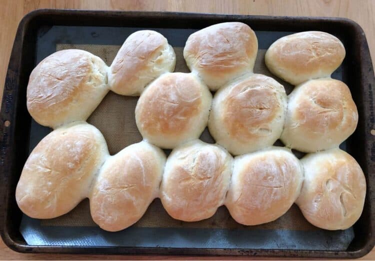 baked rolls on a baking sheet