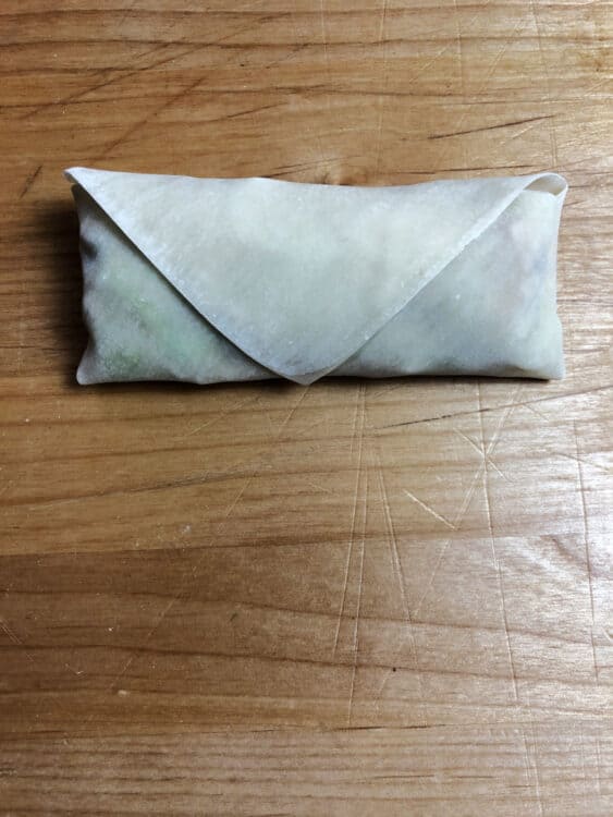 wrapped but uncooked egg roll