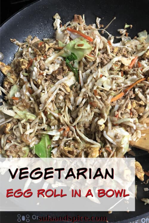 pin for vegetarian egg roll in a bowl