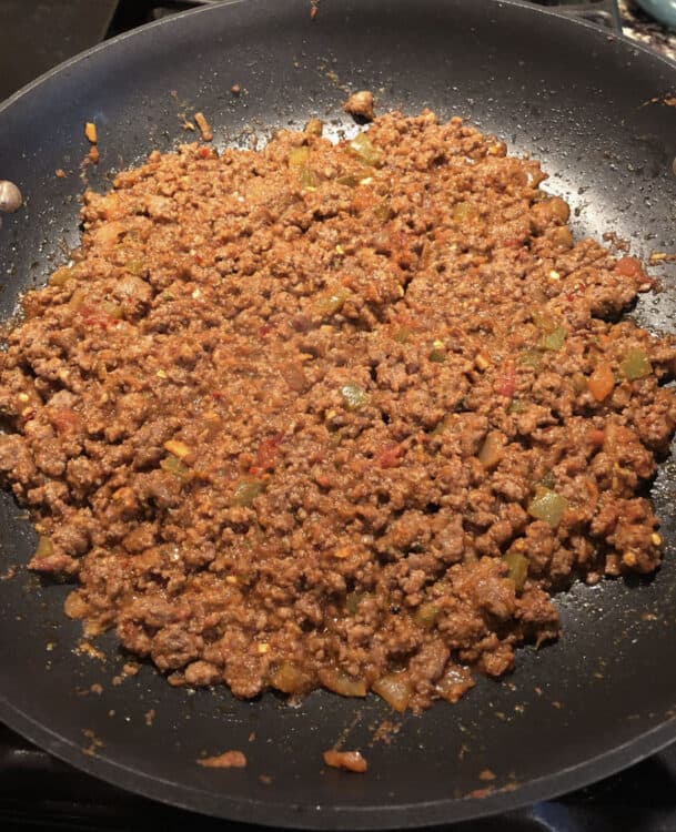 taco meat in a skillet