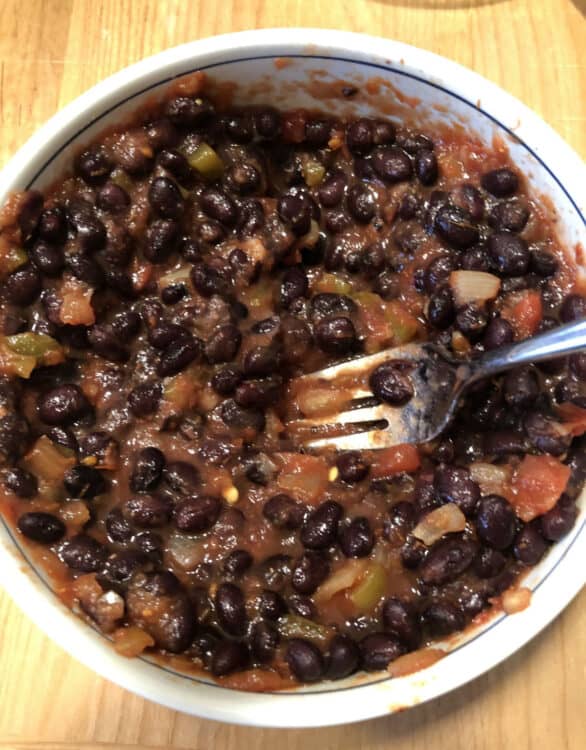 black bean filling in a bowl