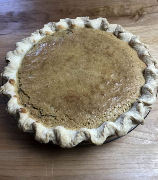 fully baked pie showing the crusty top