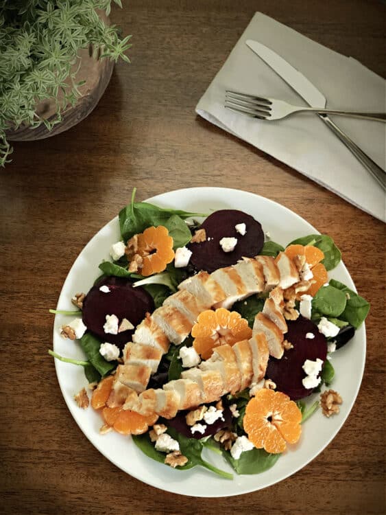 Beet salad with chicken added