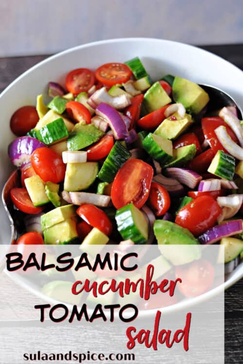 pin for balsamic cucumber tomato salad