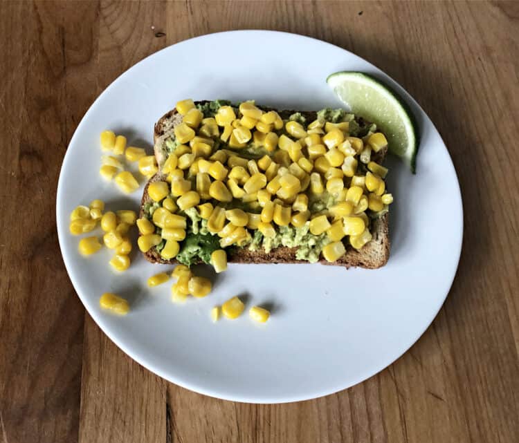 toast with corn on top