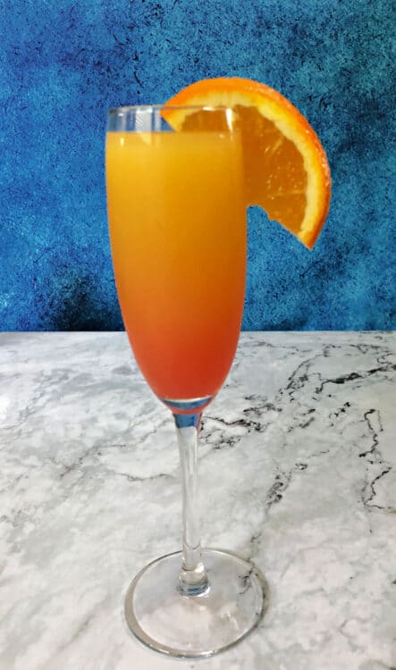 Mimosa sunrise/sunset in a champagne glass