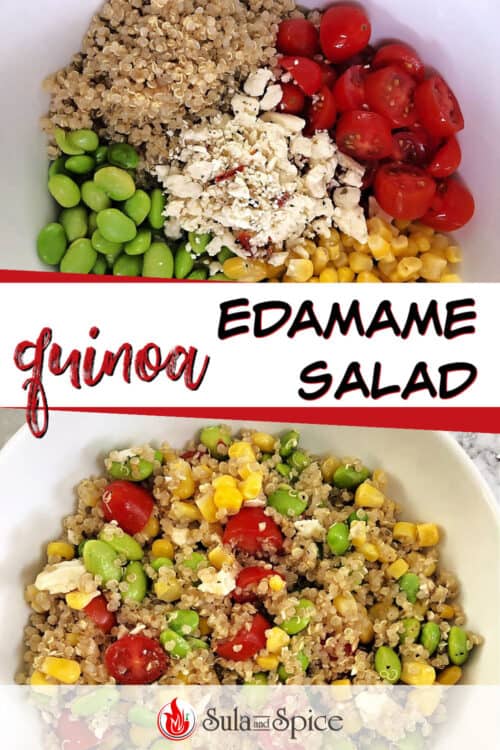 pin for quinoa edamame salad