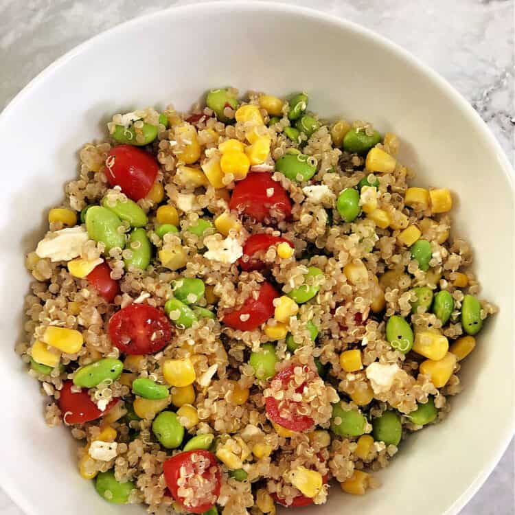 Quinoa Edamame Salad mixed and ready to serve