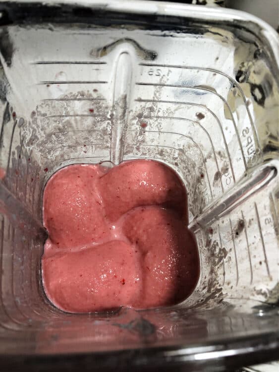 top down image of a smoothie in a blender