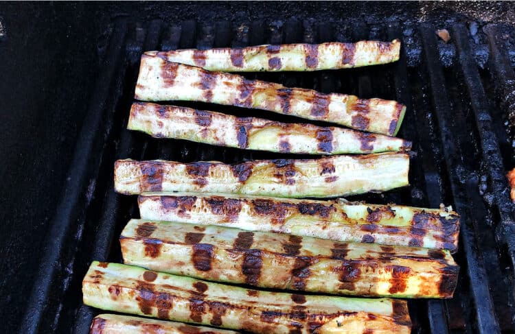 slices of zucchini on the grill