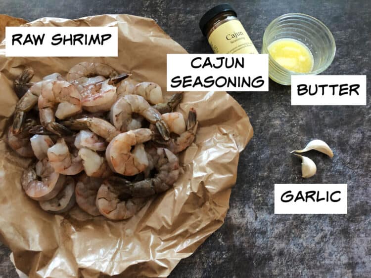 ingredients: raw shrimp, garlic, butter and seasoning
