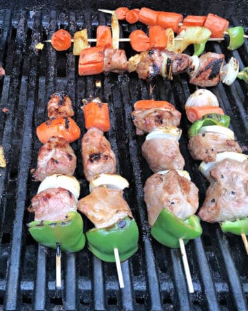 sweet and sour pork kabobs on the grill