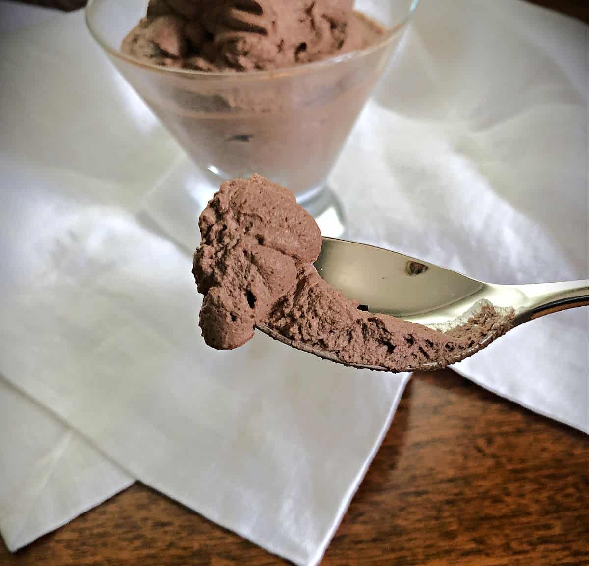 spoon of chocolate mousse