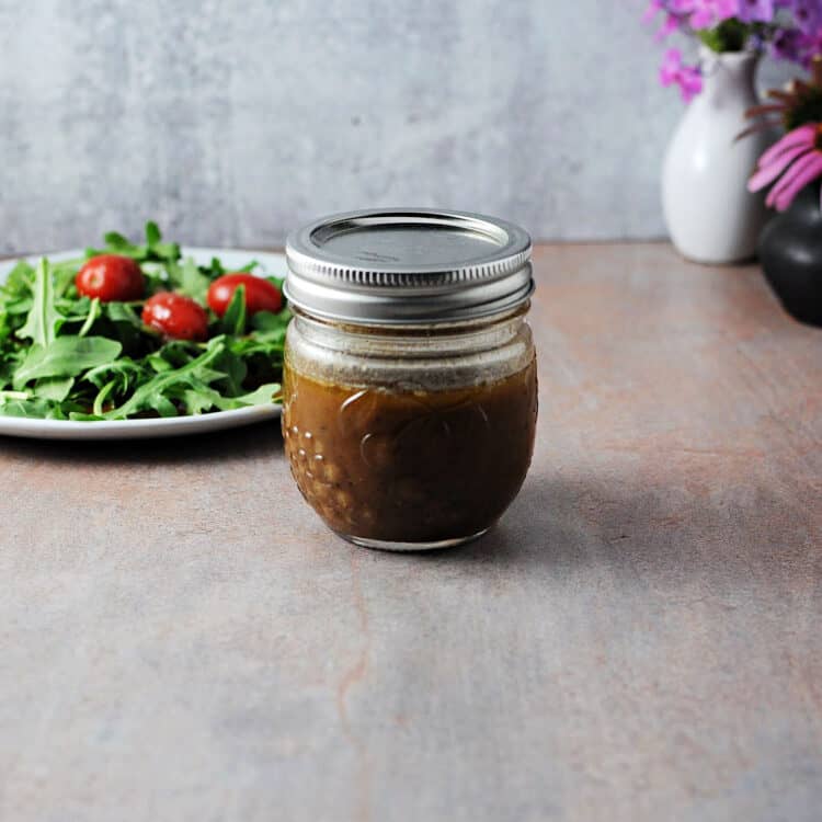 balsamic vinaigrette dressing in a small jar