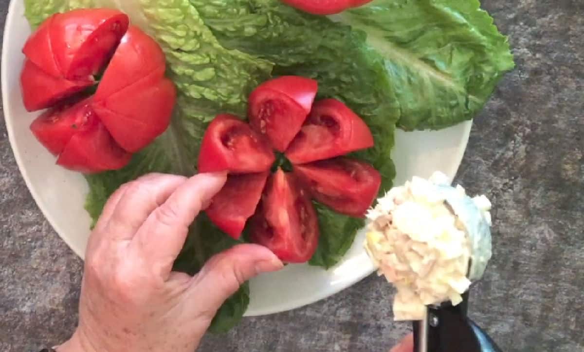 Tomato cut in star shape.