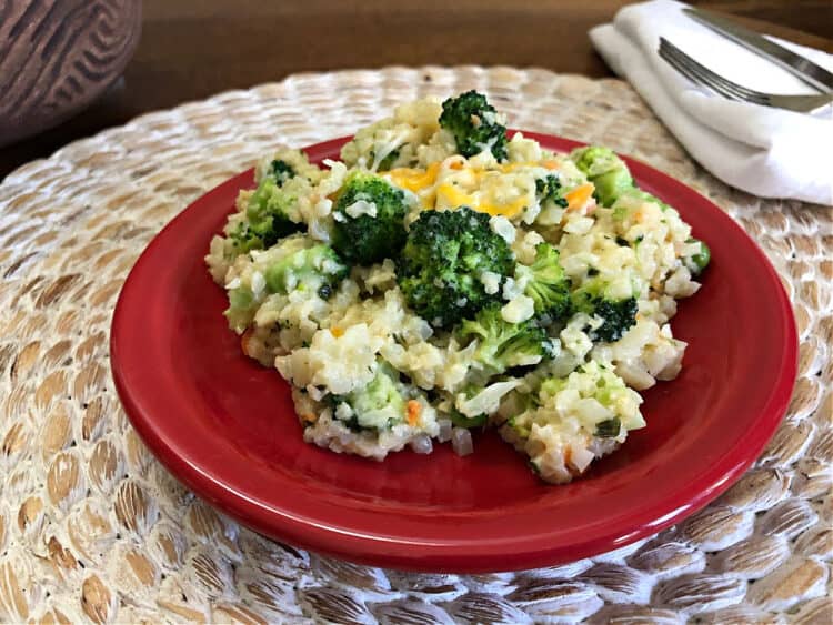 cheesy cauliflower rice with broccoli