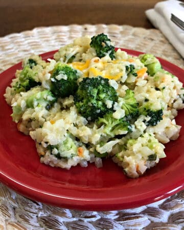 cauliflower rice with broccoli and cheese