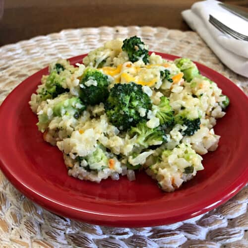 cauliflower rice with broccoli and cheese