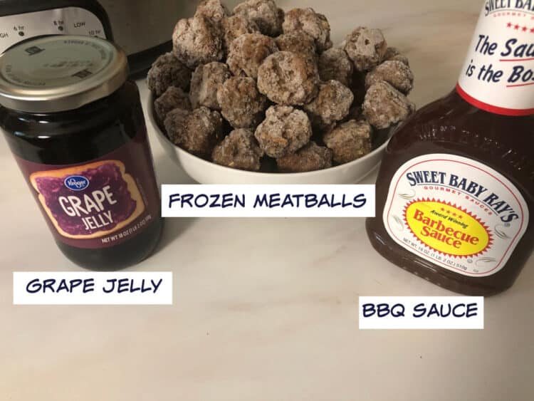 ingredienta: frozen meatballs, bbq sauce and grape jelly