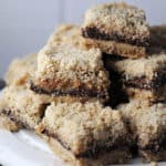 stck of chocolate caramel bars on a plate