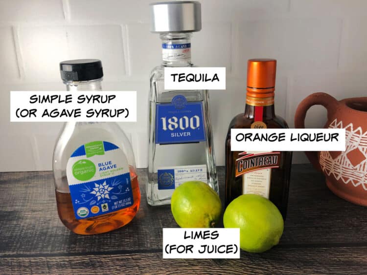 ingredients: tequila, orange liqueur, limes and syrup