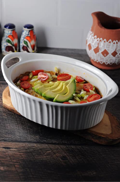 keto taco casserole in an oval dish