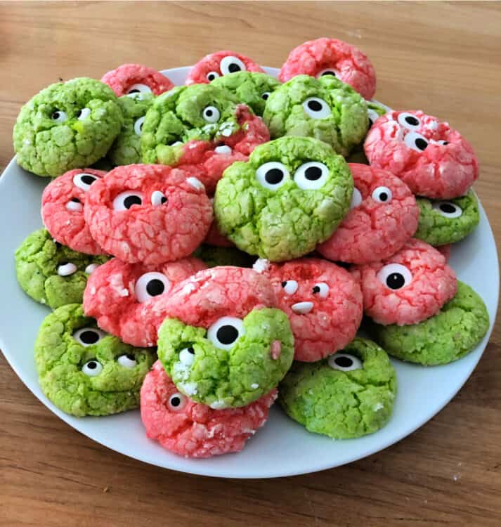 plate full of monster eye cookies