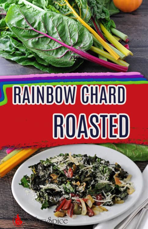 pin for roasted rainbow swiss chard