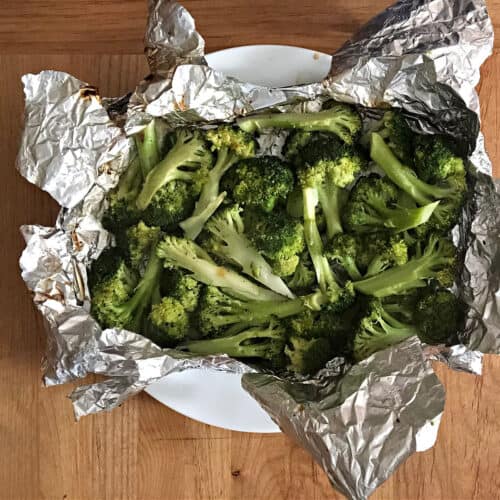 grilled broccoli in foil packet