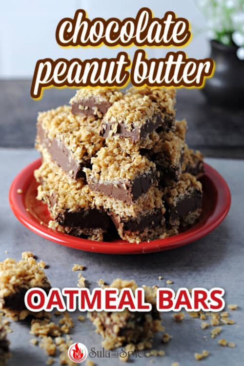 pin for chocolate peanut butter oatmeal bars
