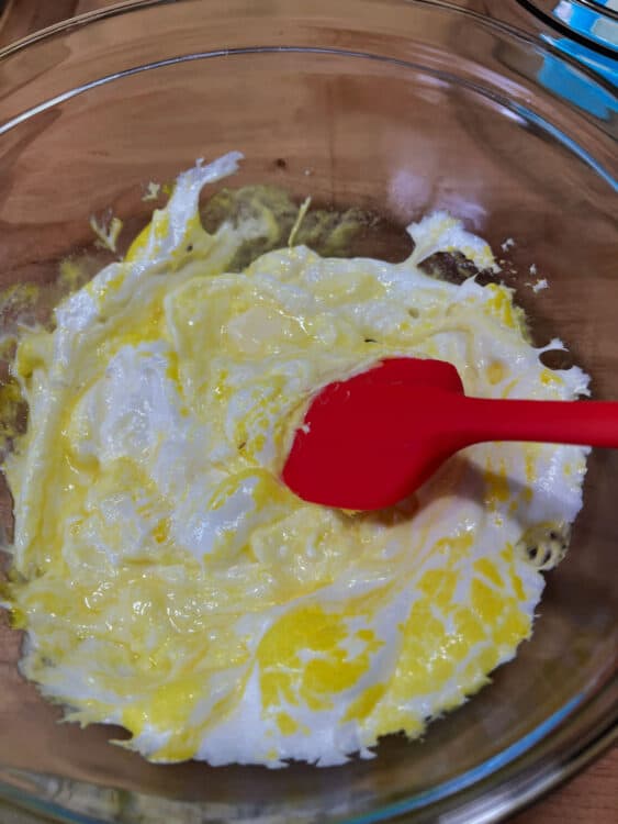 stirring the bowl of microwaved Peeps.