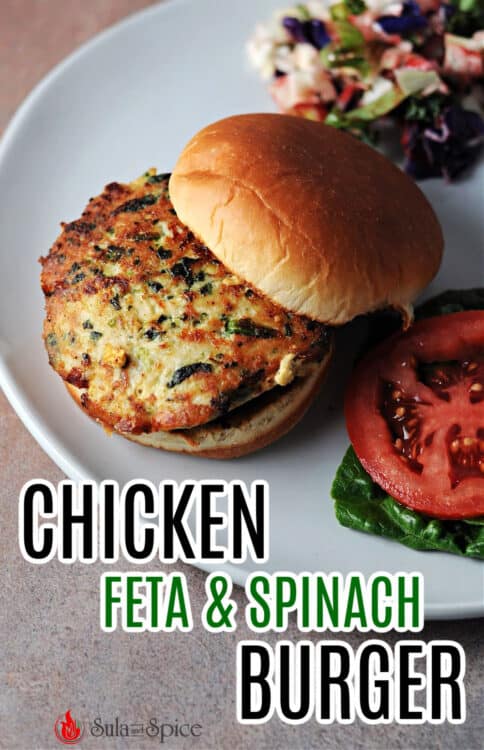 pin for chickne feta and spinach burgers.