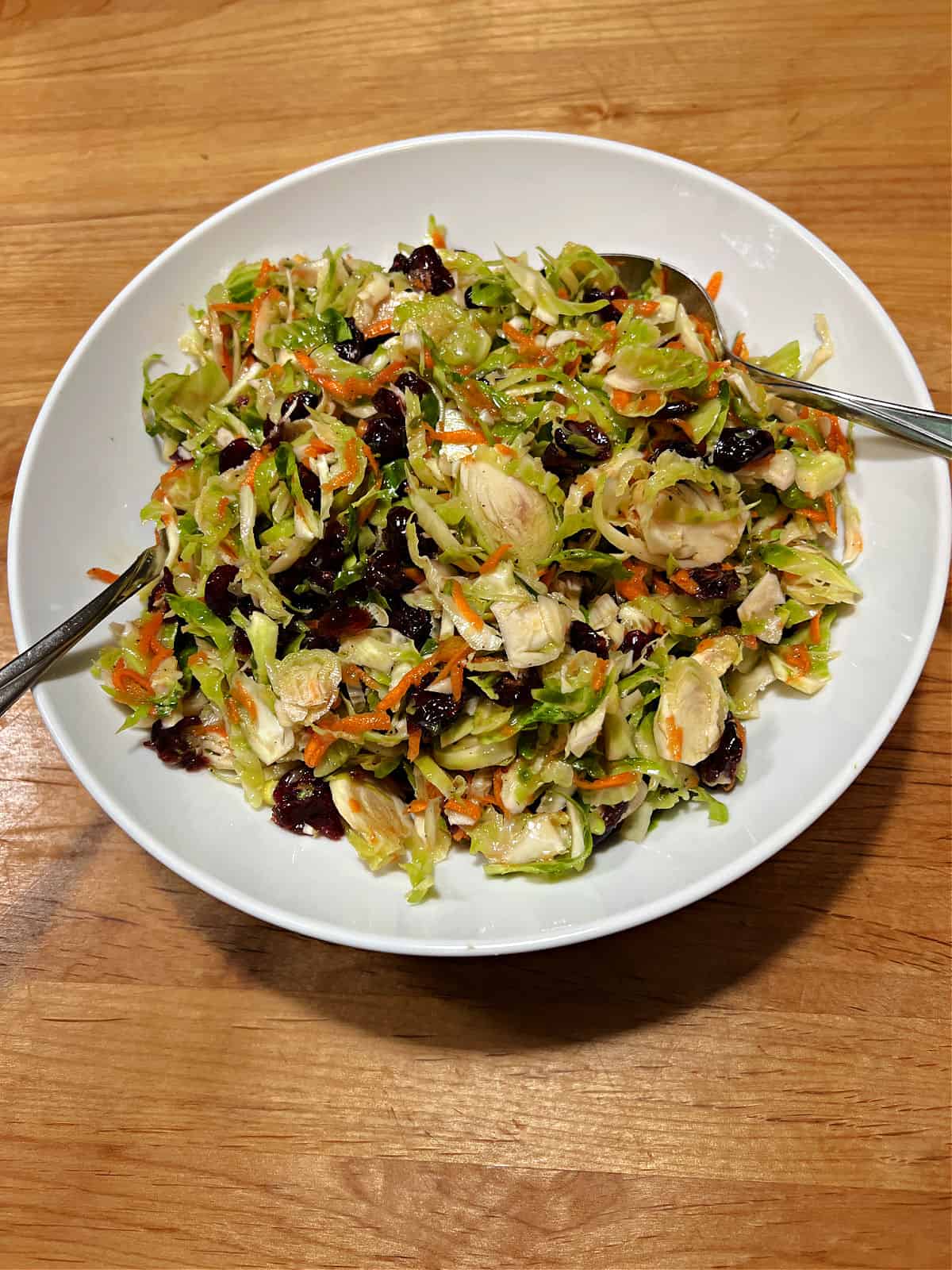 tossed brussel sprout salad with cranberries