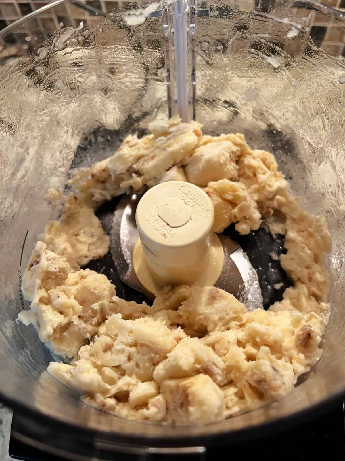 bananas in food processor.