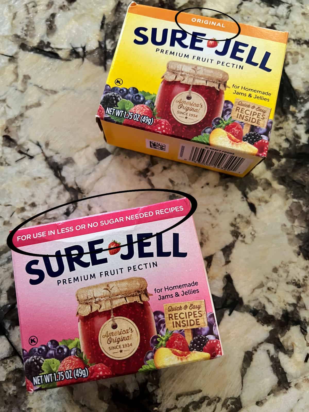 sure jell 2 different packages.