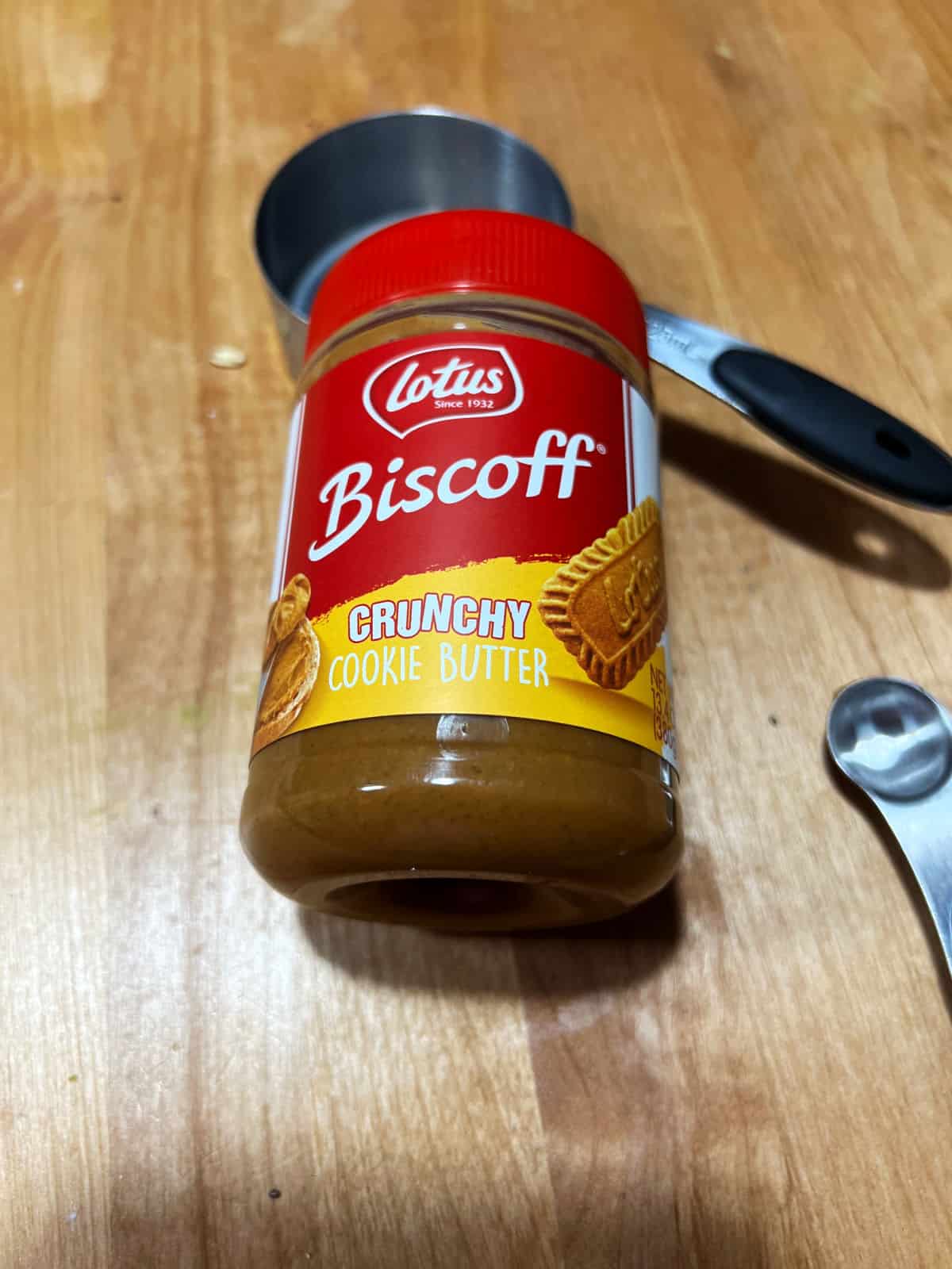 jar of cookie butter spread.