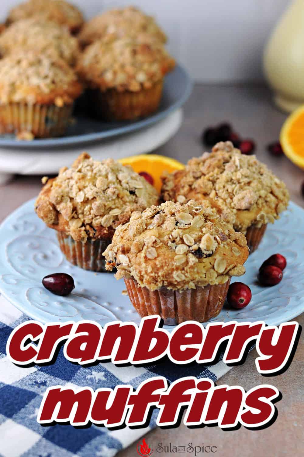 pin for cranberry walnut muffins.