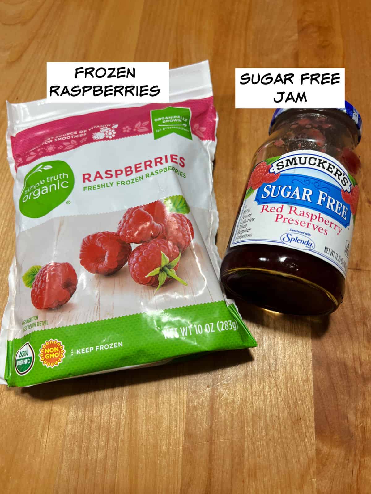 ingredients: frozen raspberries and sugar free jam.