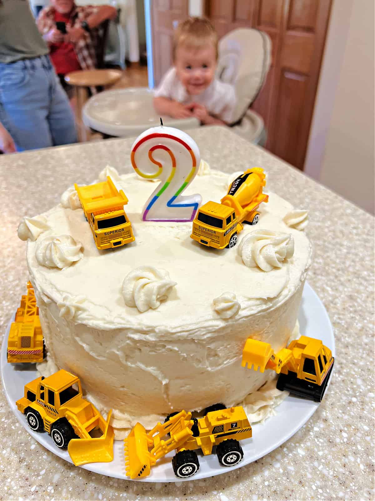 cake decorated for a 2 year old birthday.