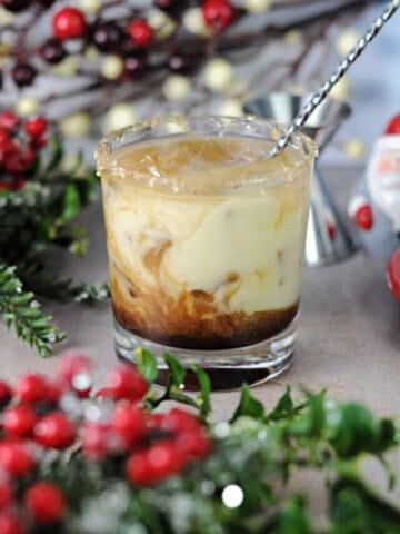 eggnog white russian being stirred.
