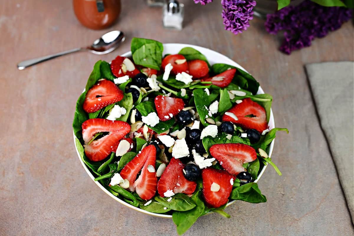 Strawberry Blueberry Spinach Salad.